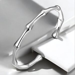 Silver 925 Luxury Bamboo Cuff Bracelet